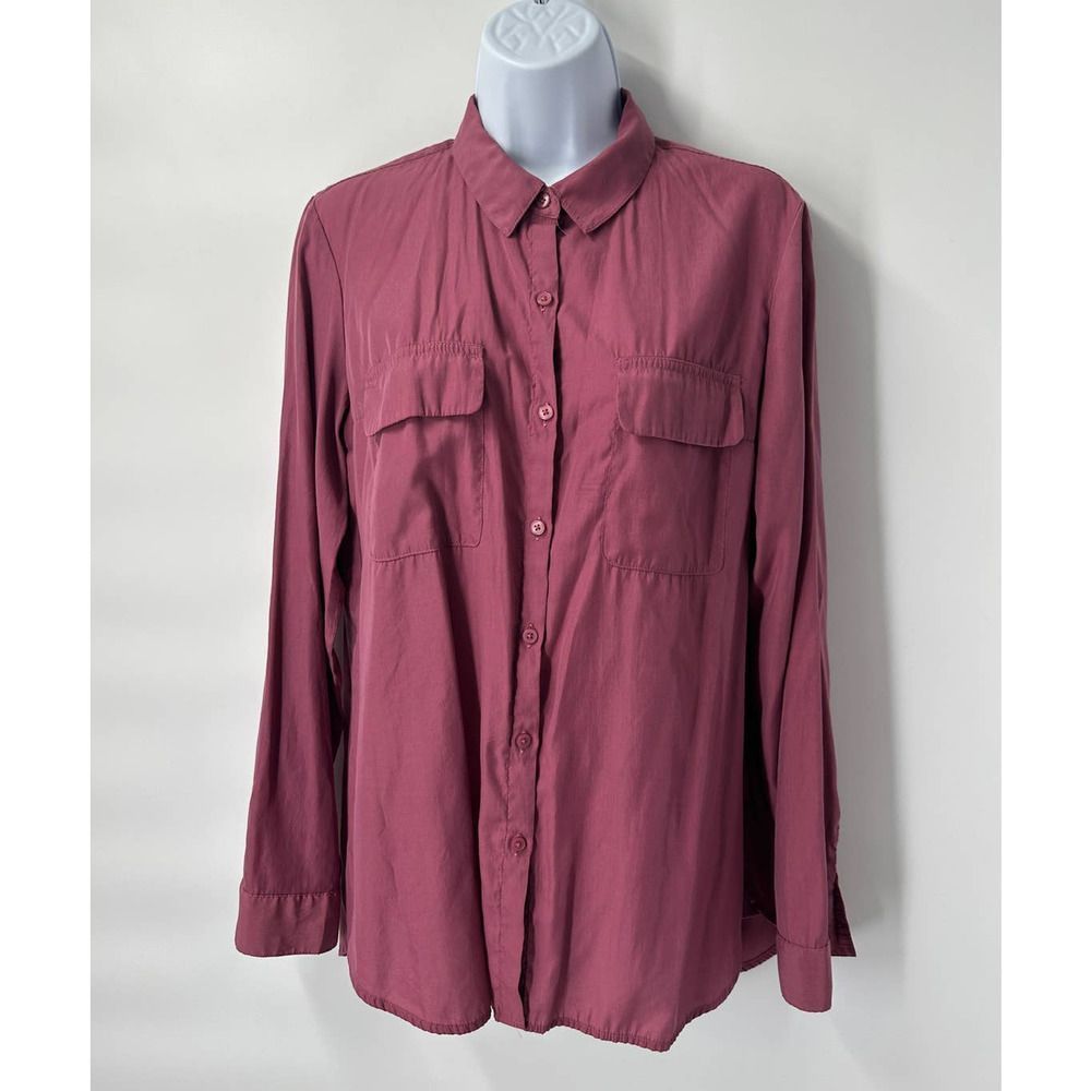 Express Women's Mauve Button Down Shirt Medium Collared Workwear Business Casual